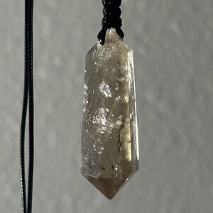 Polished Smoky Quartz Point Crystal Pendant Adjustable Cord Stone Necklace New